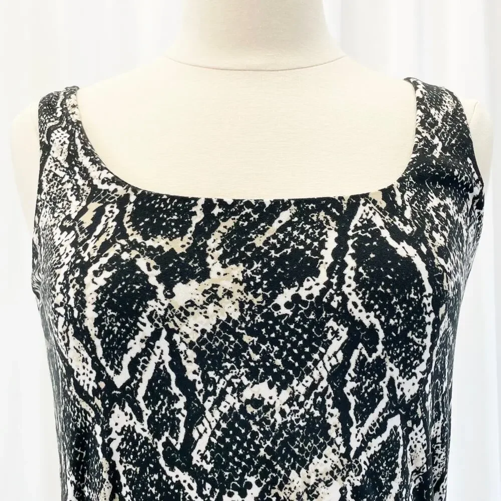 NEW Tart Womens XS Snakeskin‎ Print Mini Dress Black Cream Bodycon Stretchy